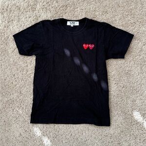 Comme des Garçons PLAY Black Double Heart T Shirt S